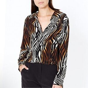 Equipment Femme Reese Clean Silk Zebra Animal Size Medium Brown White Black M